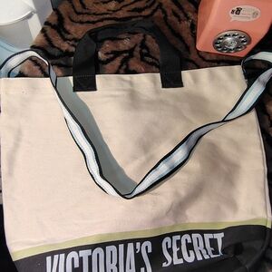 Victoria's Secret Cream and Black Tote Bag